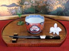 大聖寺伊万里 金襴手 窓絵 竹笹に雀 金唐草の図 向付 031AS-fbtu