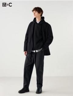 UNIQLO:C ワイドテーパードパンツ ブラック　471934　S　新品 UNIQLO:C ワイドテーパードパンツ ブラック 471934 S 新品