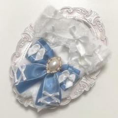 ♡ぬい服　10〜12cm用　ホワイト×ブルー　ねこ　チェーンフック付き♡