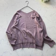 GRL グレイル ニットトップス ピンク(M) Vネック スリット 無地 長袖