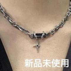【現品限り】シルバー クロスチャーム チェーンネックレス　水濡れに強い　チタン