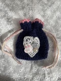 ハンドメイド　巾着　編み物