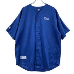 ラッセルアスレティック　野球シャツ　半袖　ロゴ入り　青　XL【4912】