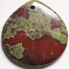 天然ジャスパー　101.5ct　天然石　ルース　ペアシェイプ　穴あき