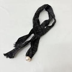 美品 CHANEL シャネル ココマーク スパンコール スカーフ ブラック