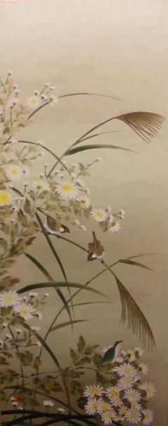 掛け軸 田村天舟 『 秋日 』 絹本 希少 軸装 茶道具 掛軸 美品 です。 掛け軸 田村天舟 『 秋日 』 絹本 希少 軸装 茶道具 掛軸 美品
