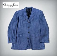 【Christian Dior】ディオール　リネンテーラードジャケット 紺系　М
