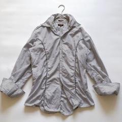 最高級ライン✨️ポールスミスコレクション　ストライプシャツ　黒×白　シェイプ　M