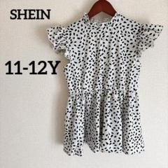 美品✨SHEIN【11-12Y】ドット柄チュニック トップス フリル袖 かわいい