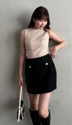 Herlipto Royal Boucle Mini Skirt M ブラック
