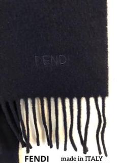 FENDI　フェンディ　ロゴ入りマフラーネイビー　ウール100％レディース　メンズ【中古】【程度B】【良品】 | ヤギ質店・平塚駅前店