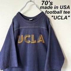 USA製 古着 70's UCLA フットボール Tシャツ 茄子紺