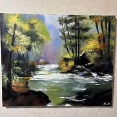 自作油彩画 油絵 風景画 湖 森 自作油彩画 油絵 風景画 湖 森 - メルカリ