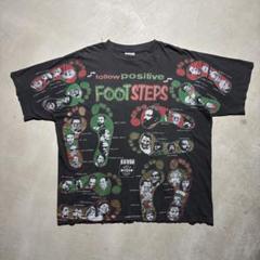 90s KACY WORLD COLORS Tシャツ FOOTSTEPSブラック