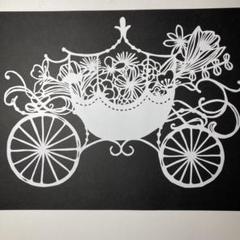 【（匿名配送）】切り絵　花車