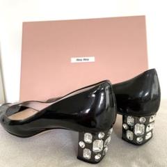miumiu 黒　エナメル　リボン　パンプス　ビジュー　クリスタルヒール 楽天市場】ビジュー パンプス（ブランドミュウミュウ）（靴）の通販