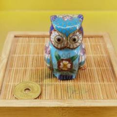 七宝　小物入れ 七宝焼き　オーバーナイトBOX（小）　フクロウ フクロウ プレゼント ふくろう 不苦労 七宝焼き 置物 大 縁起の