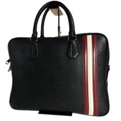 BALLY ビジネスバッグ 黒×赤白ライン