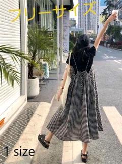 レディース ロングワンピース フリーサイズ チェック No.29 free