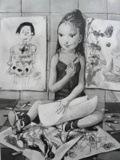 藤田嗣治 水を汲む女 画集より 状態良好 新品額付、絵画