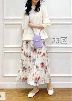23区シアーフローラルプリントスカート フレア size36