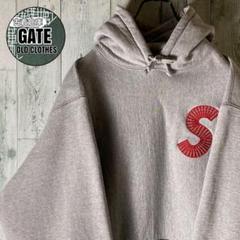 【※希少】シュプリーム★SロゴBOX刺繍パーカー 入手困難 肉厚人気 L グレー