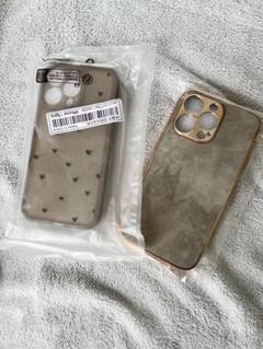 ハート模様 iPhone13Proケース 、ゴールドメッキバンパーレザーケース