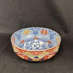 未使用　美濃焼　前畑陶器　庫山窯　赤絵花柄　染錦山水小鉢　小丼5客セット　希少品 未使用 美濃焼 前畑陶器 庫山窯 赤絵花柄 染錦山水小鉢 小丼5客