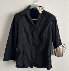 Burberry 黒 五分袖シャツ チェック柄襟　42 XLのサムネイル