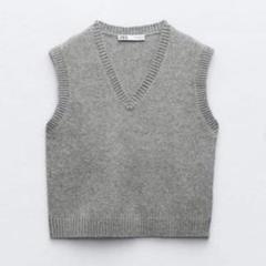 ZARA プレーンニットベスト グレー Sサイズ - メルカリ