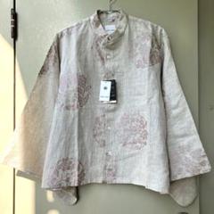 新品★sousou 草衣 リネン100％ 花丸文様 ちらしと余白 亜麻色 日本製 新品☆sousou 草衣 リネン100％ 花丸文様 ちらしと余白 亜麻色
