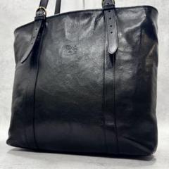 IL BISONTE メンズ ビジネス オールレザー トートバッグ 肩掛け 黒