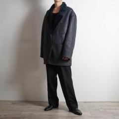 MaxMara 裏地ファーレザーチェスターコート イタリア製 深灰色/OW112