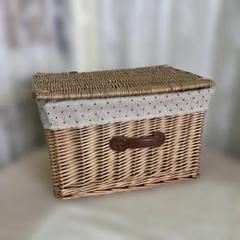 蓋付き生地付きスクエア 収納バスケットw38cm