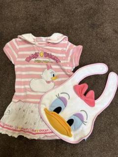 Daisy Duck ベビー服 ピンク ストライプ スタイ付き