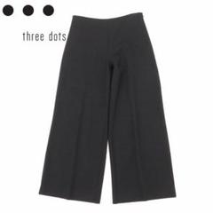 B6973■スリードッツ ウォッシャブル レーヨンストレッチ ワイド パンツ S