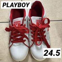 【60％OFF】 PLAYBOY メルカリ - レディース 24.5 スニーカー ホワイト/レッド サーフィン・ボディボード