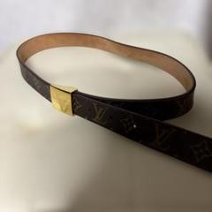 ルイヴィトン　ロゴバックル　レザーベルト　ブラック/ゴールド　36 LOUIS VUITTON ブラックレザーベルト - メルカリ