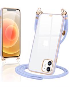 iPhone12proケース ストラップ付き　シリコン　紫　パープル　スマホ　夏