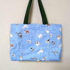 横長トート　トートバッグ　ワンコ柄　ハンドメイド