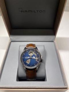 【極美品】HAMILTON 自動巻き 腕時計 オープンハート ブルー ほぼ未使用 Jazzmaster ハミルトン 時計 メンズ ジャズマスター オープン