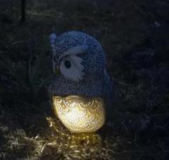 フクロウ型 LEDライト 置物