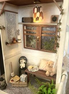 木製ミニチュアハウス⭐︎ドールハウス⭐︎ハンドメイド⭐︎背景ボード。最終お値下げ