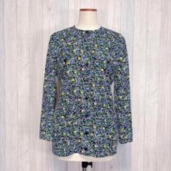 【Joconde】長袖花柄シャツブラウス トップス 丸首 フロントボタン 小花柄