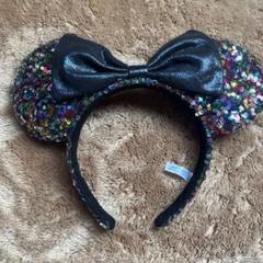 【美品】ディズニー ミニー カチューシャ カラフル スパンコール リボン
