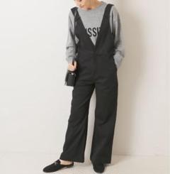 Spick & Span ダブルストラップ黒リボンかわいいサロペットパンツ 肩ひもリボン サロペット ワイドパンツ[品番：LCLW0000961