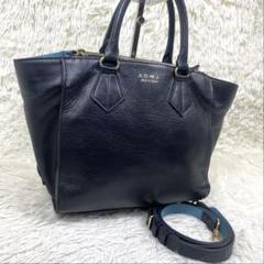 A.D.M.J. ハンドバッグ ショルダーバッグ 2way レザー ゴールド