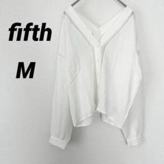 フィフス　レーストップス　ブラウス　シャツ　Vネック　白大人カジュアル　M