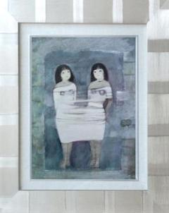 油絵 絵画 インテリア 額付き( 銀 ) F6-202023 人物 女性像 油絵 絵画 インテリア 額付き( 銀 ) F6-202023 人物 女性像