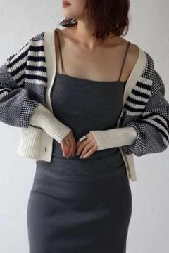 BONJOUR SAGAN カップ付きベアキャミソール　チャコールグレー